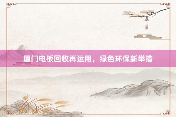 厦门电板回收再运用，绿色环保新举措