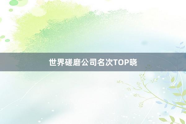 世界磋磨公司名次TOP晓
