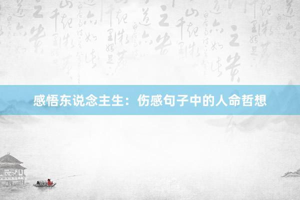 感悟东说念主生：伤感句子中的人命哲想